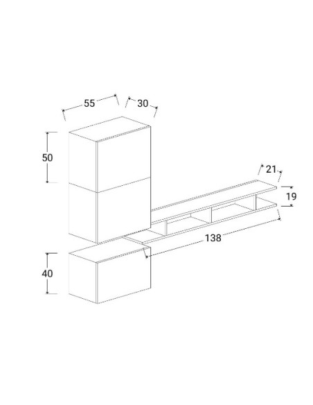 Parete soggiorno sospesa Argilla - Mecure 51