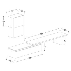 Parete attrezzata con mensolone TV Ardesia - Piombo 2