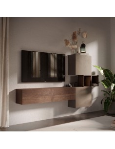 Parete soggiorno sospesa Mercure - Argilla 53