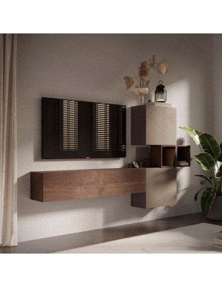 Parete soggiorno sospesa Mercure - Argilla 53