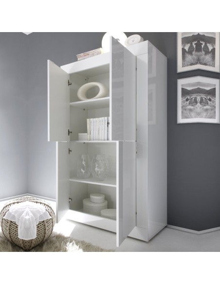 Madia credenza alta Bianco laccato lucido