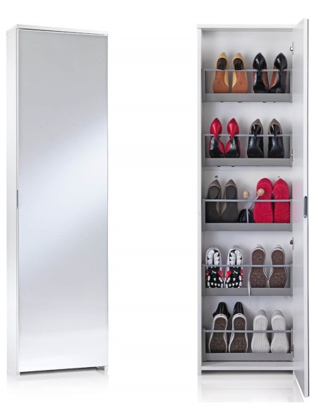 Scarpiera 1 anta specchio Bianco