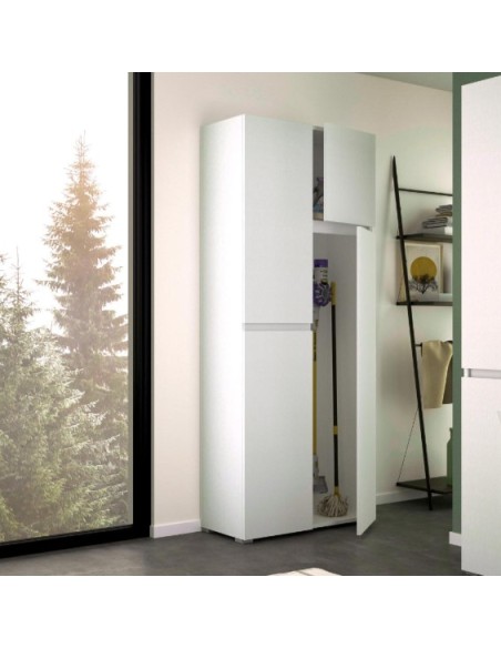 Armadio porta scope 4 ante Bianco venato