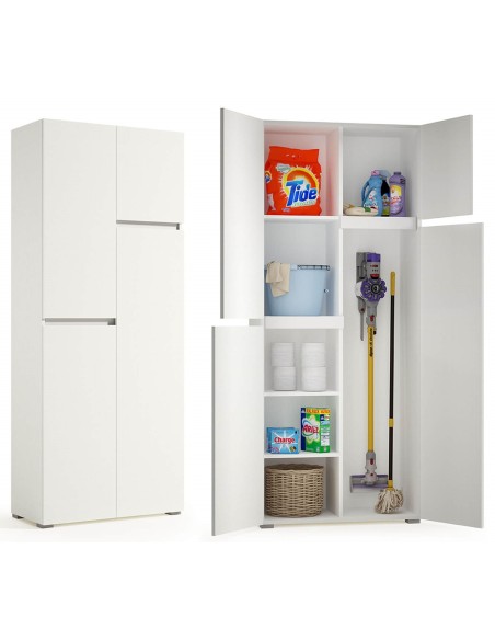 Armadio porta scope 4 ante Bianco venato