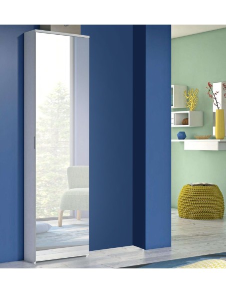 Scarpiera 1 anta specchio Bianco