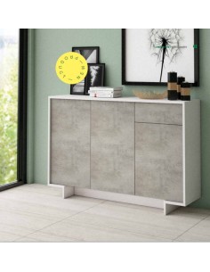 Madia 3 ante -1 cassetto Bianco/Cemento 2