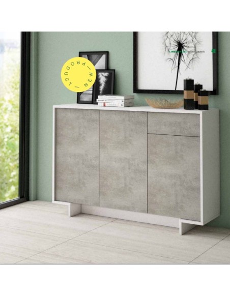 Madia 3 ante -1 cassetto Bianco/Cemento