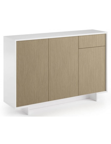 Madia 3 ante - 1 cassetto Bianco / Cannette chiaro