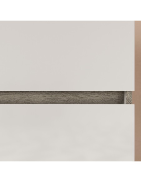 Mobile bagno Eva 100 cm 2 cassetti + specchio con faretto Rovere fumo/Bianco laccato