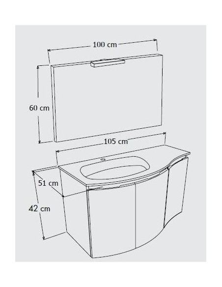 Mobile bagno sospeso cm 105 + specchio + faretto Bianco laccato