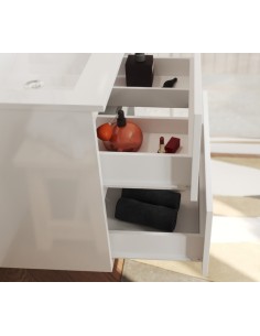 Composizione bagno 60 cm sospesa 2 cassetti + specchio + faretto Bianco laccato 2