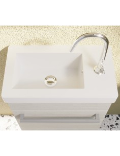 Mobile bagno salva spazio cm 42 + specchio con mensola Rovere grigio 2