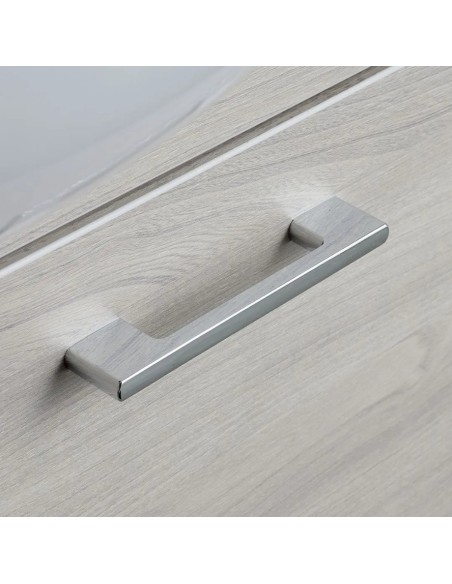 Mobile bagno da terra 76 cm + specchio con faretti Rovere grigio