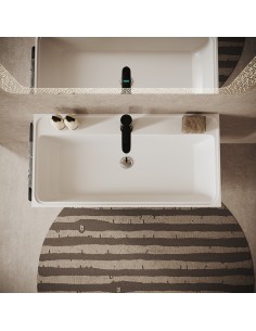 Mobile bagno 120 cm 2 cassetti - 1 anta con Vasca ampia Bianco/Legno nordico (Specchio escluso) 2