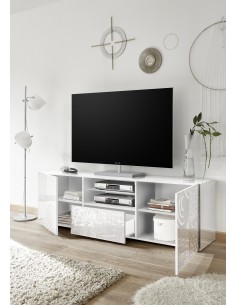 Porta TV 2 ante 1 cassetto bianco serigrafato 2