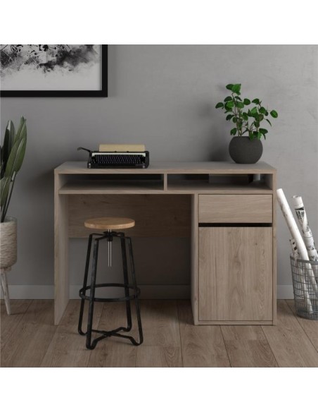 Scrivania 1 cassetto - 1 anta cm 110 rovere naturale