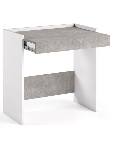 Scrivania consolle trasformabile Bianco/Cemento