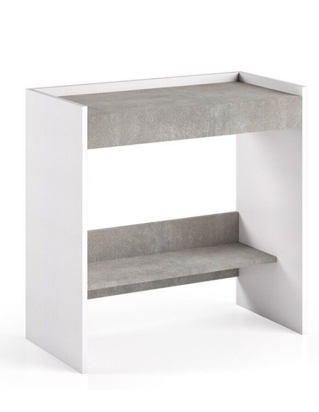 Scrivania consolle trasformabile Bianco/Cemento