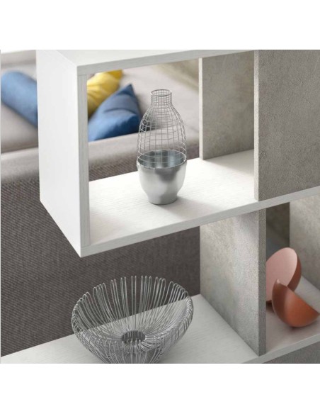 Libreria Zig zag Bianco venato/Cemento