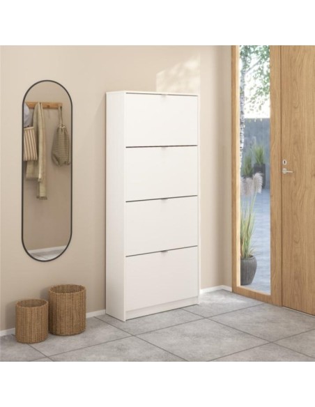 Scarpiera 4 ribalte doppia profondità Bianco Opaco