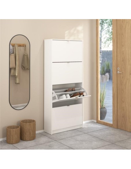 Scarpiera 4 ribalte doppia profondità Bianco Opaco