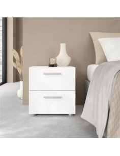 Comodino Bianco 2 cassetti con maniglie