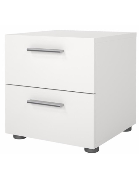 Comodino Bianco 2 cassetti con maniglie