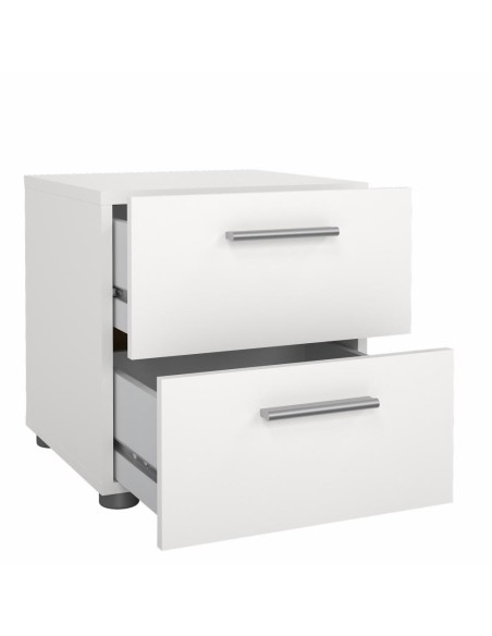 Comodino Bianco 2 cassetti con maniglie