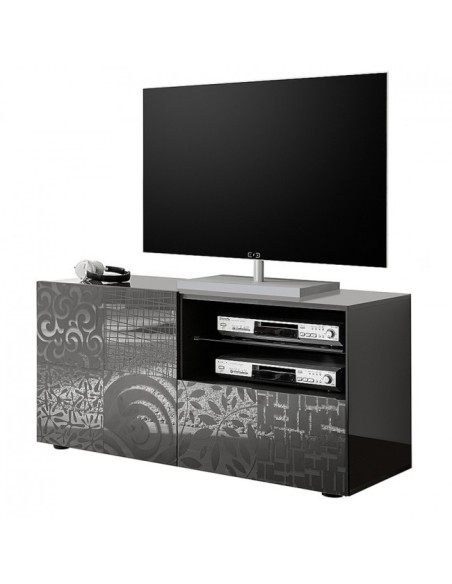 Base TV 1 anta / 1 cassetto serigrafato grigio laccato