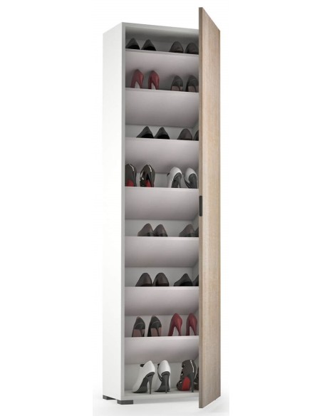 Scarpiera mobile multiuso Bianco / Rovere