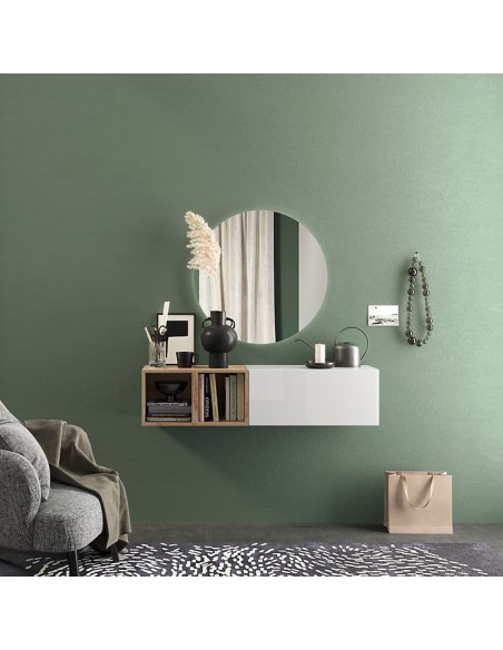 Composizione ingresso Bianco laccato/Rovere Kadiz Specchio escluso 56