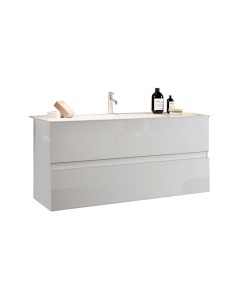 Mobile bagno cm 100 sospeso 2 cassetti Bianco lucido  (Specchio escluso) 2