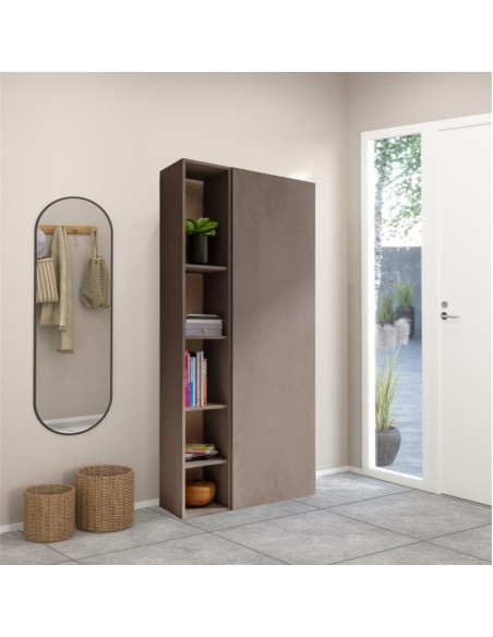 Colonna soggiorno/ingresso 1 anta - 1 libreria Bronzo