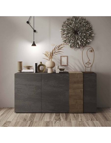 Madia 3 ante con fascia Titanio/Noce mercure