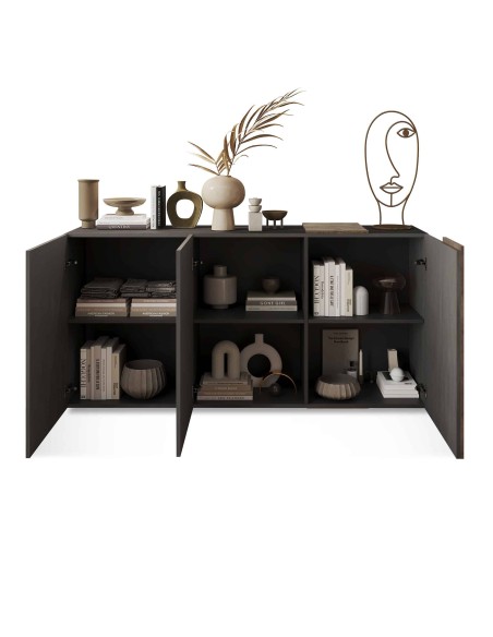 Madia 3 ante con fascia Titanio/Noce mercure