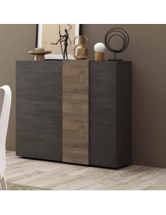 Madia 2 ante con fascia Titanio / Noce mercure