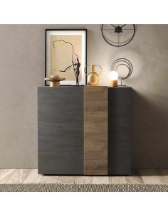 Madia 2 ante con fascia Titanio / Noce mercure 2