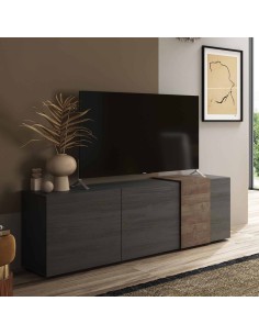 Porta TV 3 ante con fascia Titanio / Noce mercure