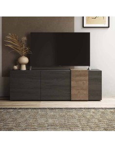 Porta TV 3 ante con fascia Titanio / Noce mercure 2