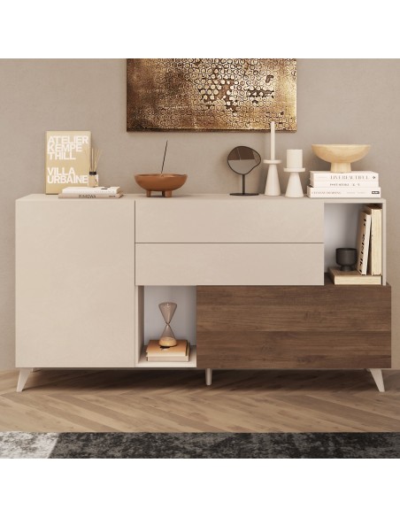 Madia 3 cassetti - 1 anta Cashmere/Mercure