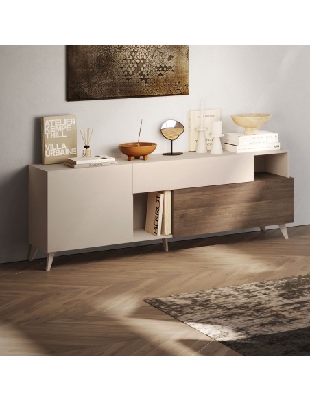 Porta TV 1 anta - 1 cassetto - 1 ribalta Cashmere / Mercure