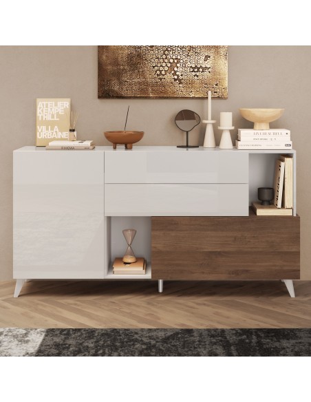 Madia 3 cassetti - 1 anta Bianco laccato / Mercure