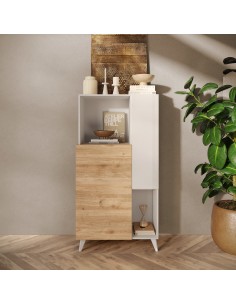 Madia 2 ante - 2 vani Bianco laccato / Rovere