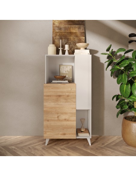 Madia 2 ante - 2 vani Bianco laccato / Rovere