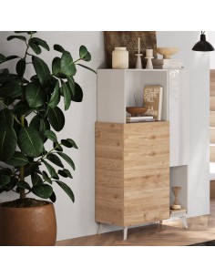 Madia 2 ante - 2 vani Bianco laccato / Rovere 2