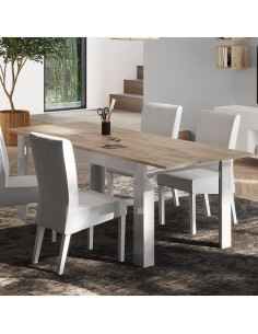 Tavolo allungabile Bianco laccato / Rovere Kadiz (Sedie escluse) 2
