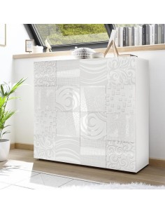 Credenza Madia 2 ante serigrafate Bianco laccato