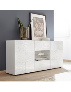 Credenza 2 ante - 2 cassetti serigrafata Bianco laccato