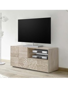 Porta TV  1 anta - 1 cassetto Serigrafato Rovere cm 122