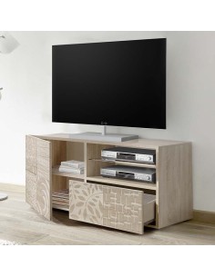 Porta TV  1 anta - 1 cassetto Serigrafato Rovere cm 122 2